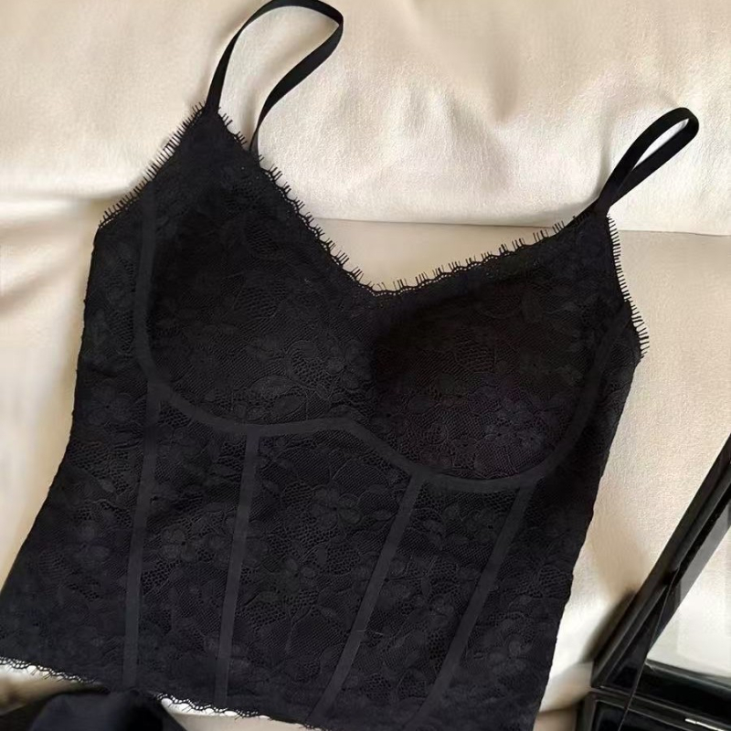 Francuski stil čipkasti top s lijepim leđima, žensko donje rublje s umetkom za grudi, lagani ljetni top koji se može nositi samostalno ili kao osnovni sloj