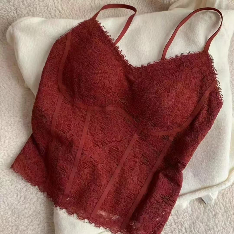 Francuski stil čipkasti top s lijepim leđima, žensko donje rublje s umetkom za grudi, lagani ljetni top koji se može nositi samostalno ili kao osnovni sloj