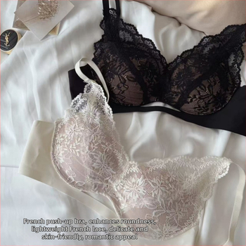 Ženski seksi grudnjak od francuske čipke, bežični, 3/4 košarice, duboki V, push-up