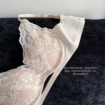 Ženski seksi grudnjak od francuske čipke, bežični, 3/4 košarice, duboki V, push-up