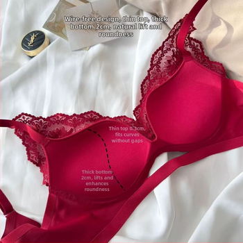 Ženski seksi grudnjak od francuske čipke, bežični, 3/4 košarice, duboki V, push-up