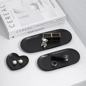 Tavă de depozitare din oțel inoxidabil, suport oval pentru cosmetice, design modern minimalist, finisaj electroplacat, personalizare logo