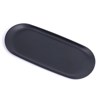 Tavă de depozitare din oțel inoxidabil, suport oval pentru cosmetice, design modern minimalist, finisaj electroplacat, personalizare logo