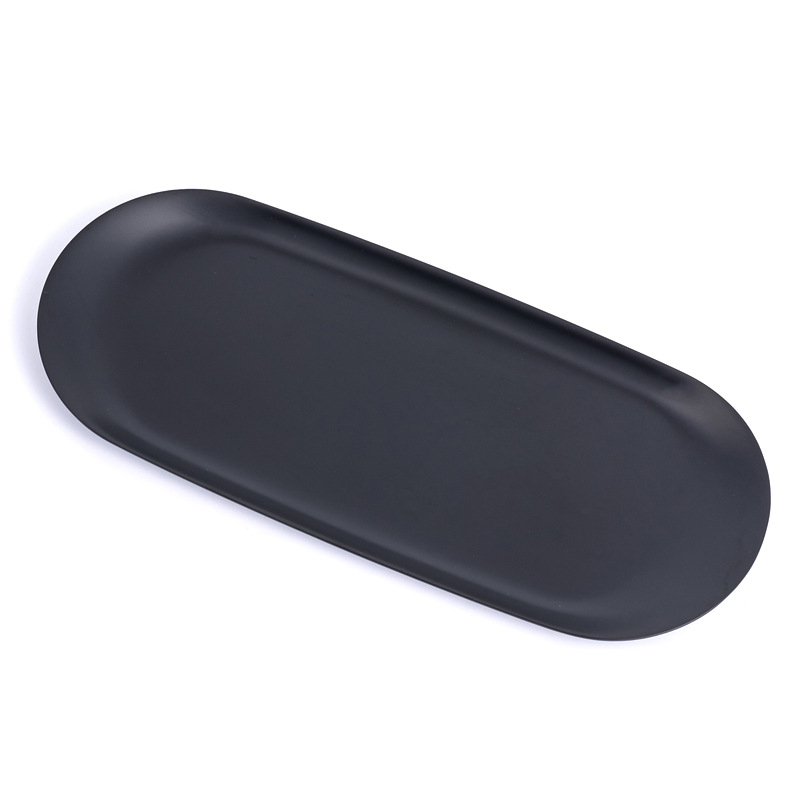 Tavă de depozitare din oțel inoxidabil, suport oval pentru cosmetice, design modern minimalist, finisaj electroplacat, personalizare logo