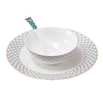 Hotellilaua serveerimis komplekt portselanist, geomeetriline kõrgkvaliteedne disain, glasuurkihi peal, kohandamine saadaval