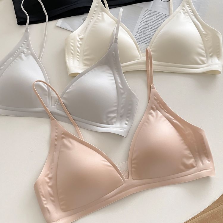 Σουτιέν χωρίς σύρμα για γυναίκες — Γαλλικού τύπου τριγωνική κάψα, 3/4, λεπτές μορφοποιημένες κάψες, νάιλον, σταθερές διπλές τιράντες