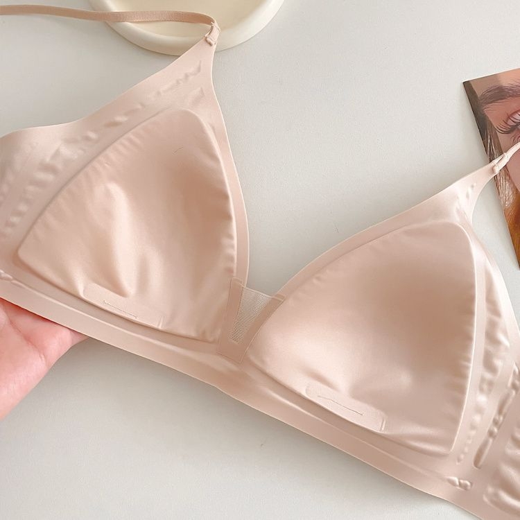 Σουτιέν χωρίς σύρμα για γυναίκες — Γαλλικού τύπου τριγωνική κάψα, 3/4, λεπτές μορφοποιημένες κάψες, νάιλον, σταθερές διπλές τιράντες