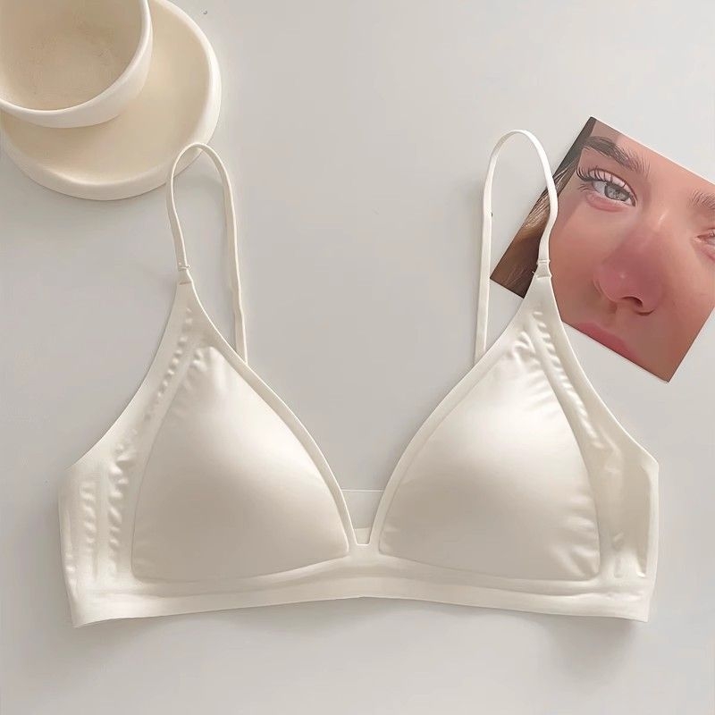 Σουτιέν χωρίς σύρμα για γυναίκες — Γαλλικού τύπου τριγωνική κάψα, 3/4, λεπτές μορφοποιημένες κάψες, νάιλον, σταθερές διπλές τιράντες