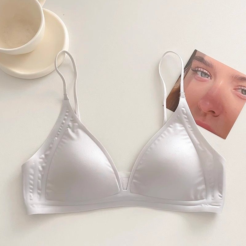 Σουτιέν χωρίς σύρμα για γυναίκες — Γαλλικού τύπου τριγωνική κάψα, 3/4, λεπτές μορφοποιημένες κάψες, νάιλον, σταθερές διπλές τιράντες
