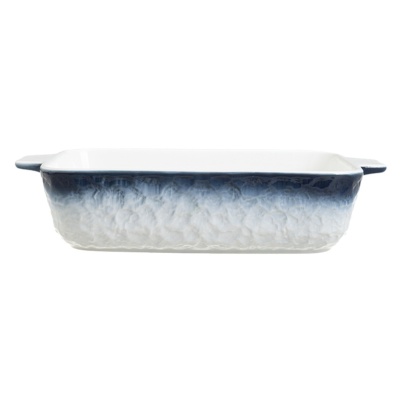 Kerámia sütőedény - porcelán, négyszögletes (Mikrohullámú sütőben használható; aláglazúros szín; egyszínű dizájn)