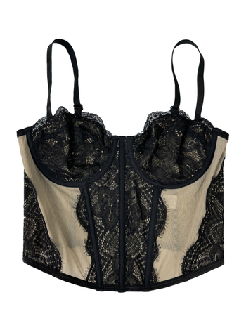 Montisha čipkasti bustier top s mrežicom – poluprozirni, sling stil, uski kroj, odvojive naramenice