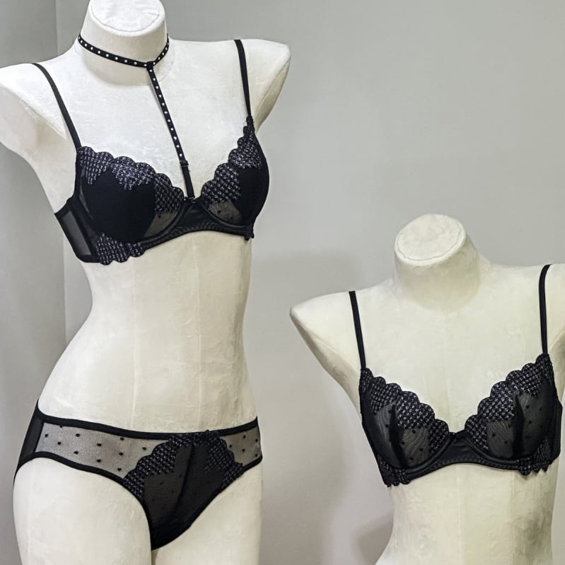 Francusko-stilni seksi push-up grudnjak s izvezenim srcem i komplet donjeg rublja
