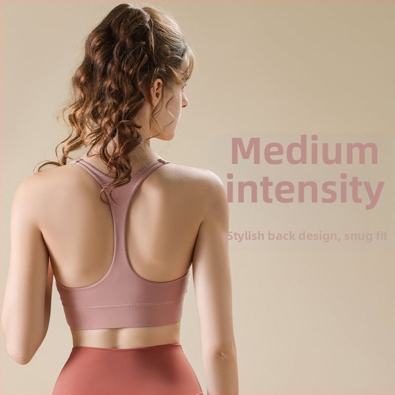 Moterų Y formos nugaros sportinis liemenėlė – viengubis dizainas, vidutinė parama, pilnas puodelis, vidutinio puodelio modelis, fiksuoti dvigubi dirželiai, tinka bėgimui