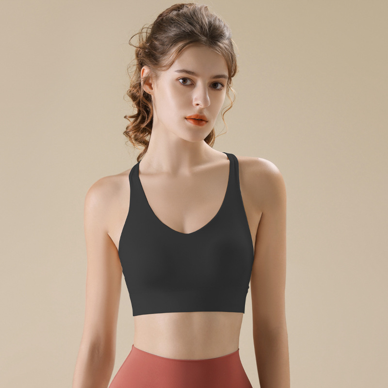 Moterų Y formos nugaros sportinis liemenėlė – viengubis dizainas, vidutinė parama, pilnas puodelis, vidutinio puodelio modelis, fiksuoti dvigubi dirželiai, tinka bėgimui