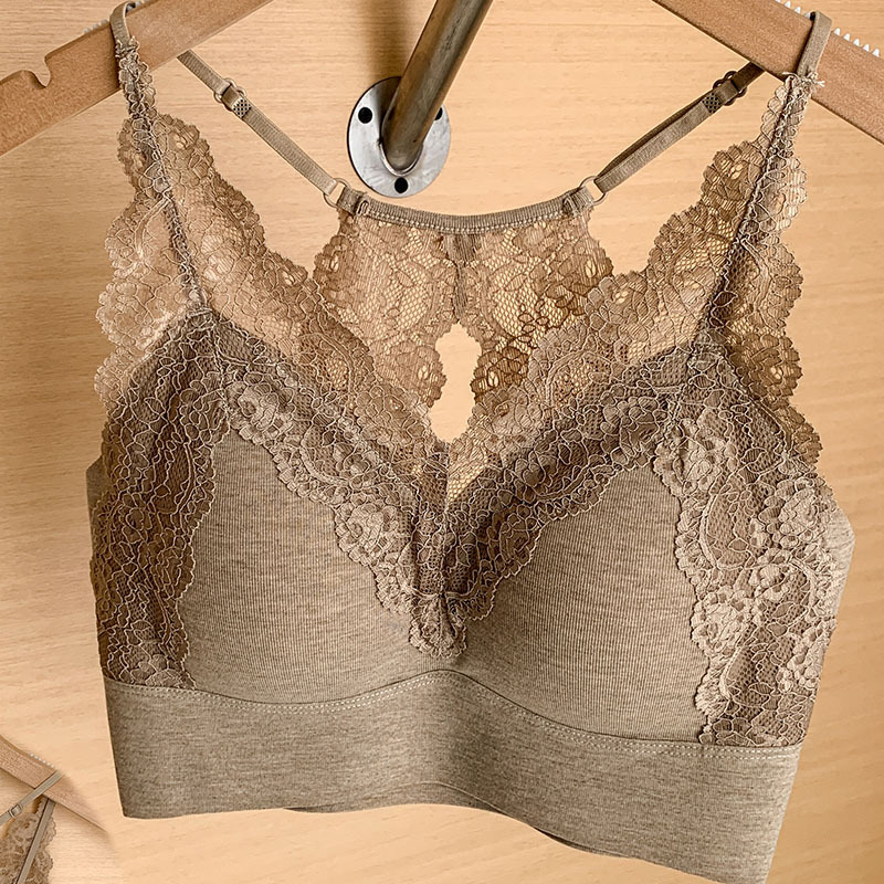 Čipkasti halter grudnjak bez leđa, 3/4 košarice, tanko oblikovani ulošci, čvrste naramenice