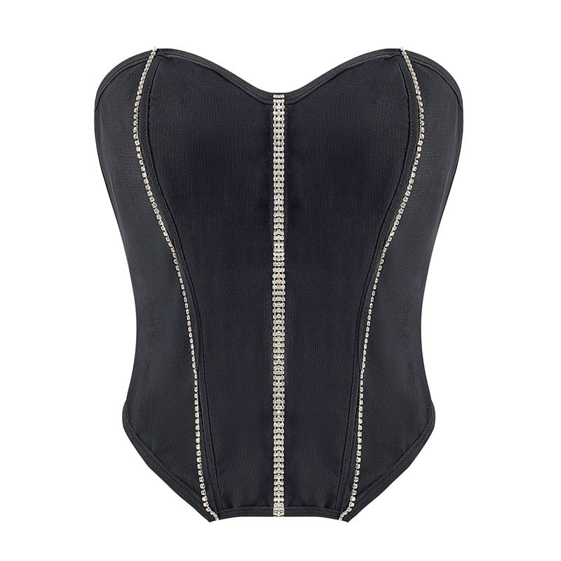 Μπούστο τοπ χωρίς τιράντες με ενισχυμένη στήριξη και επεκτειόμενο κάτω μέρος, σατέν, γυναικείο