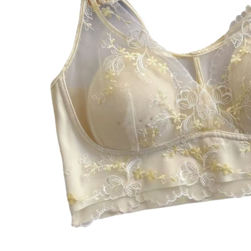Ultra-tanki zavijajući grudnjak s izvezenom čipkom i košaricama Rabbit Ear, prozračan i udoban, 3/4 košarice, model 6304