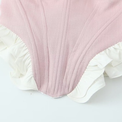 Ženski tube top s detaljem riblje kosti, uski kroj, ultra kratka duljina, poliester-viskozni miks, proljeće 2024, street stil