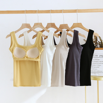 Камизол с подплънки за бюст и U-образна гръбна част, кръгла яка, дебел трикотаж, вискоза 95-100%, лято/пролет