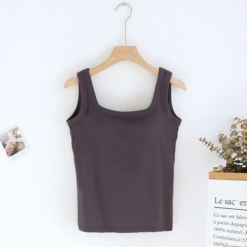 Камизол с подплънки за бюст и U-образна гръбна част, кръгла яка, дебел трикотаж, вискоза 95-100%, лято/пролет