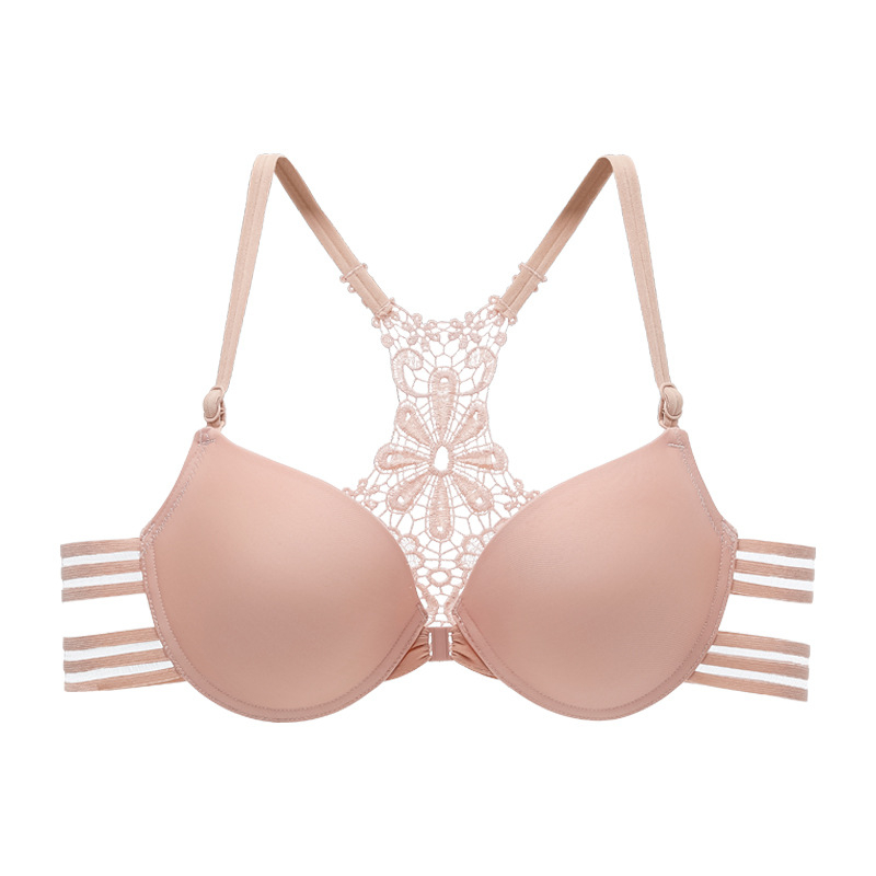 Grudnjak s prednjim zatvaranjem, moldirane šalice, 3/4 šalice, Y remen, bez šavova, lijep leđa