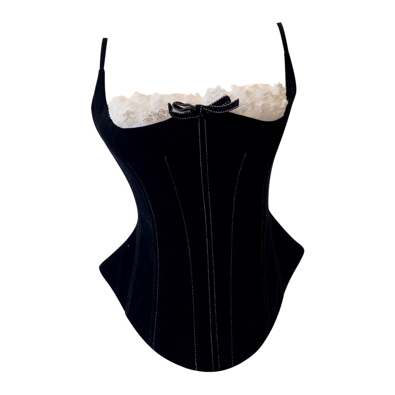 Camisol od velura s čipkom, odvojive naramenice, uski kroj, duljina 50-65 cm