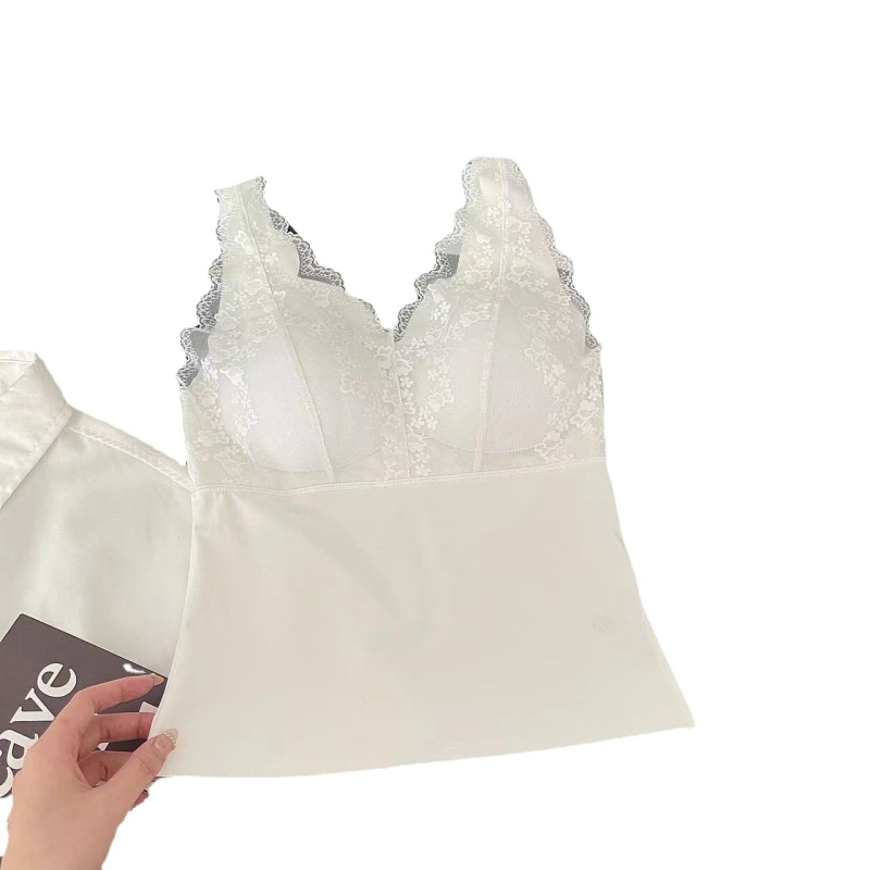 Air Cup francuska čipkasta majica bez grudnjaka, srednje duljine, lijep stražnji dio, s latexnim jastučićem, za žene