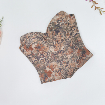 Vintage otisak s motivom ulja na platnu, halter top s odvojivim naramenicama, uski kroj, rameni otvoreni