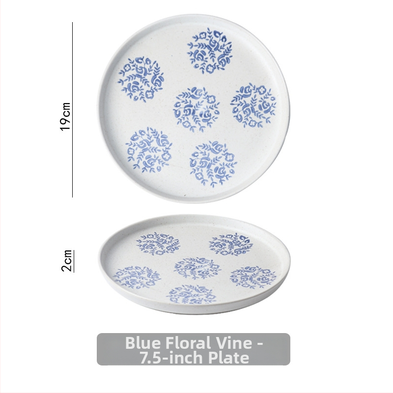 Sinine-valge kaulporcelani laua serveerimis komplekt neljast osast: kauss, lusikas, kaulplaat ja tass (Tao keraamika)