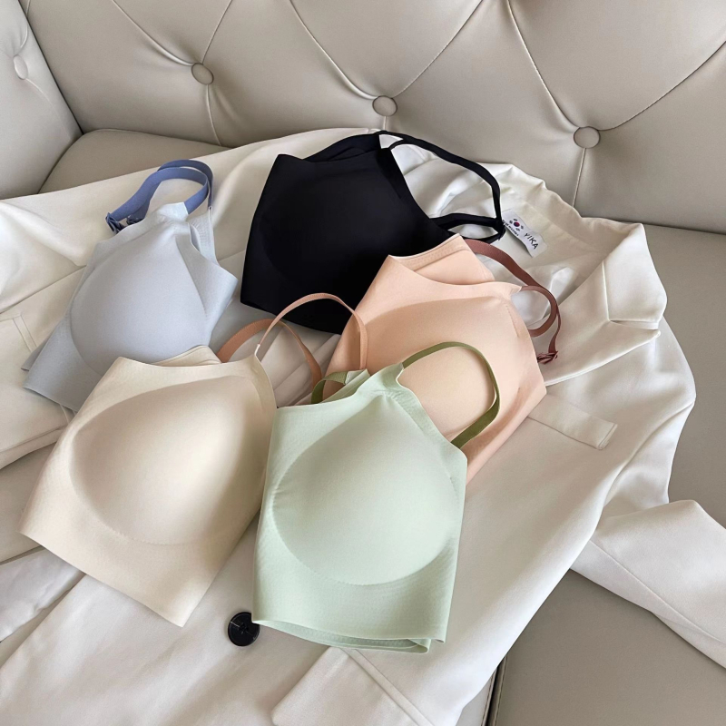 Bustier fără cusături cu cupă 3/4, cupă subțire, bretele din dantelă, material laminat elastic respirabil