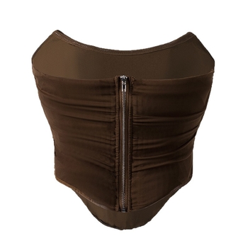 Bustier fără bretele, cu întărituri pentru modelarea corpului, cu fermoar, croială scurtă, material poliester cu spandex
