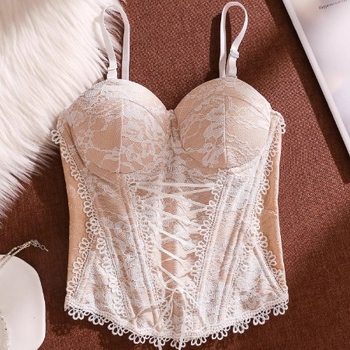 Top camisole din nylon cu dantelă, bretele, decolteu drept și corset cu os de pește, pentru toate sezoanele, țesătură de greutate medie 181–200 g/m²