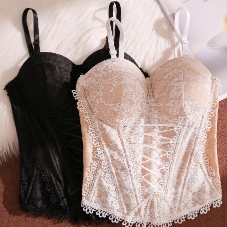 Top camisole din nylon cu dantelă, bretele, decolteu drept și corset cu os de pește, pentru toate sezoanele, țesătură de greutate medie 181–200 g/m²