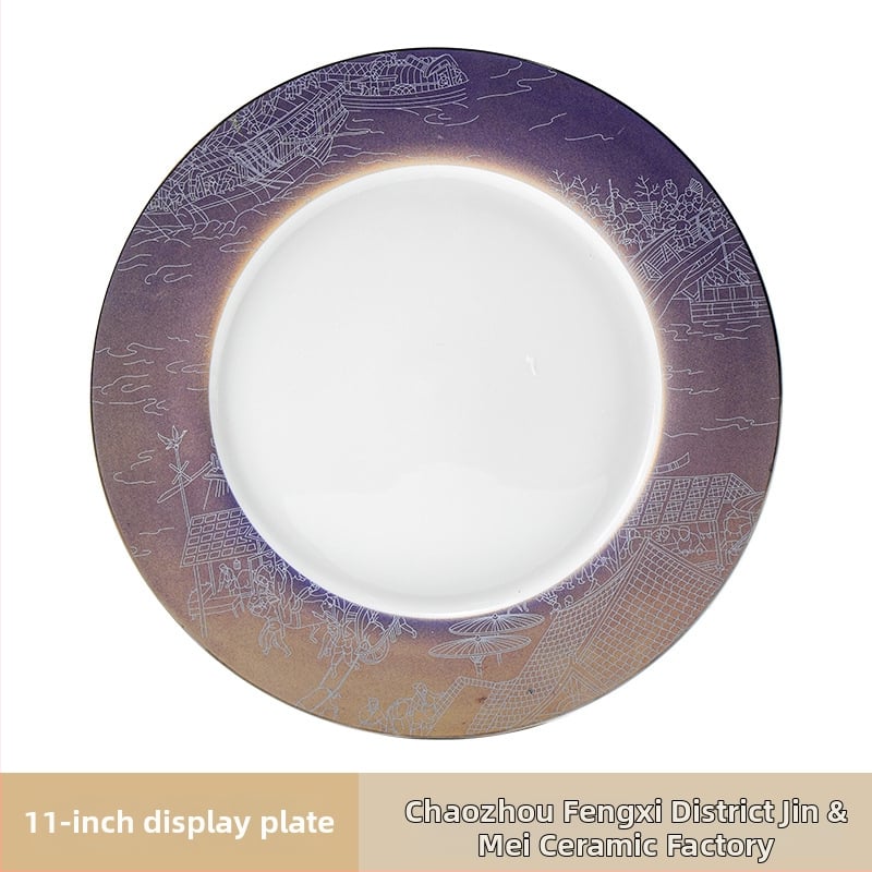 Portselanist hotellilaua serveerimiskomplekt, hiina stiil, glasuurpind, kohandamine ja logotüübi trükkimine