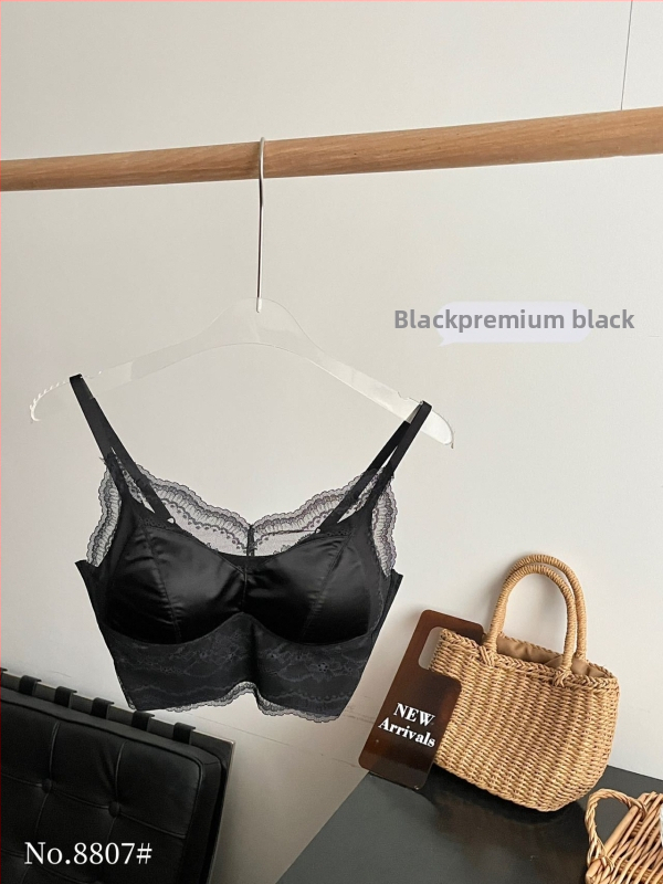 Čipkasti grudnjak s otvorenim leđima, bežični, trokutasti košarice, prozračni najlon 80–90%, duljina prsnog koša, francuski stil elegantnog leđa