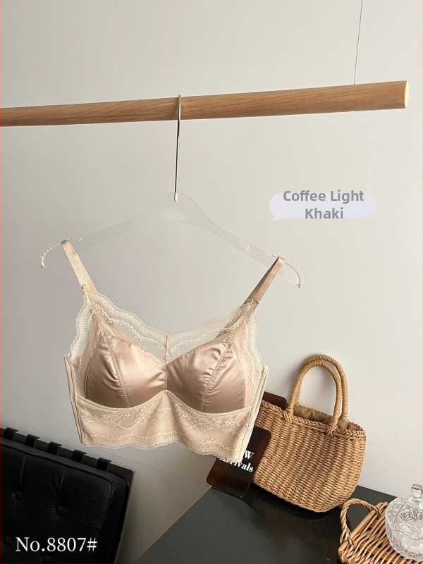 Čipkasti grudnjak s otvorenim leđima, bežični, trokutasti košarice, prozračni najlon 80–90%, duljina prsnog koša, francuski stil elegantnog leđa