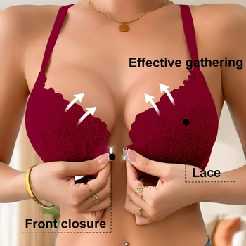 Mezgline liemenėlė su priekinio užsegimo, 3/4 taurė, plonos formuojamos taurės, fiksuoti dvigubi dirželiai, Europos ir Amerikos stilius