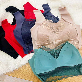 Bezšalni grudnjak od Ice Silk s latex čašicama, Push-Up, čipka, prozračan