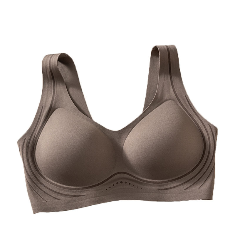 Bešavna ženska sportska grudnjica s podrškom leđa, tanko oblikovana čašica 3/4, latex oblikovana čašica, vest stil, fiksne dvostruke naramenice