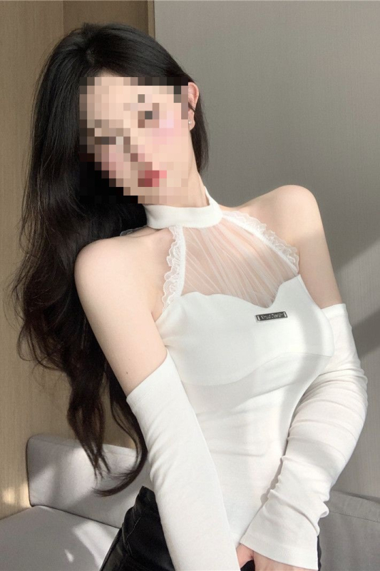 Seksi čipkasti halter top za žene s mrežom, kratki kroj, s trakama u obliku riblje kosti