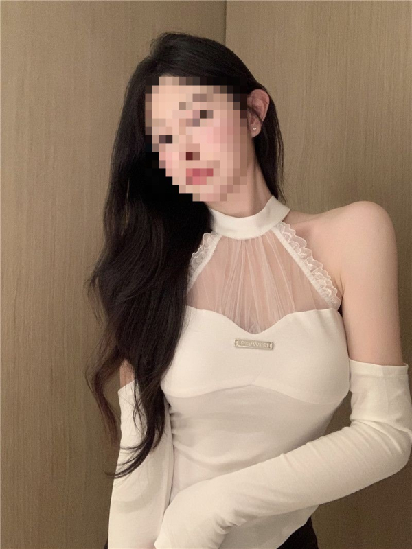 Seksi čipkasti halter top za žene s mrežom, kratki kroj, s trakama u obliku riblje kosti