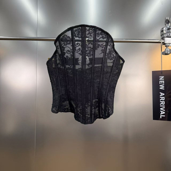 Μπούστιερ Τοπ από Δαντέλα με Πλέγμα και Μπονίνγκ, Χωρίς Ιμάντες, Στενή Γραμμή, Καλοκαίρι 2025