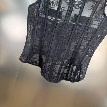 Μπούστιερ Τοπ από Δαντέλα με Πλέγμα και Μπονίνγκ, Χωρίς Ιμάντες, Στενή Γραμμή, Καλοκαίρι 2025