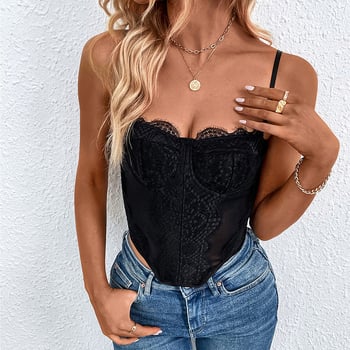 Čipkasti bustier s kostima — sling stil, uski kroj, ultra kratka duljina (≤40 cm)