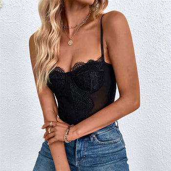 Čipkasti bustier s kostima — sling stil, uski kroj, ultra kratka duljina (≤40 cm)