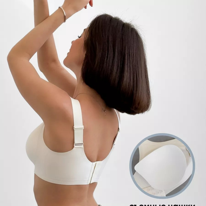 Plus-size bežični grudnjak bez žice, bez šavova, s bočnom podrškom i anti-sag efektom, push-up, košarica 3/4