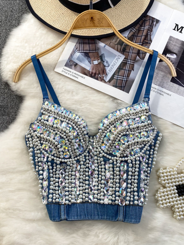 Bustier top s 3D efektom, mješavina Spandex/Akril, dvostruke naramenice, elegantan dnevni stil