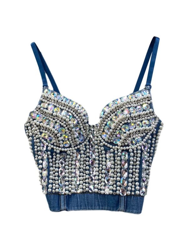 Bustier top s 3D efektom, mješavina Spandex/Akril, dvostruke naramenice, elegantan dnevni stil