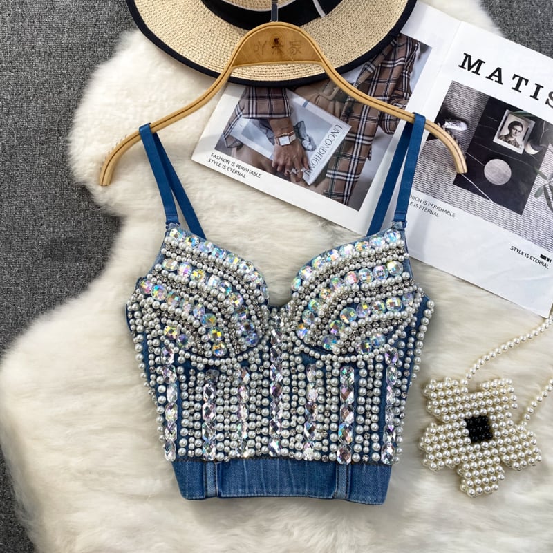 Bustier top s 3D efektom, mješavina Spandex/Akril, dvostruke naramenice, elegantan dnevni stil