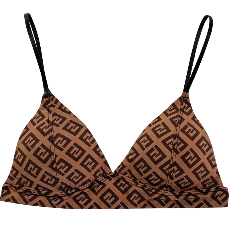 Sutien s trokutastim košaricama, leopard uzorak, fiksirane dvostruke naramenice, tanke oblikovane košarice s pjenu, Ice Silk najlonska tkanina